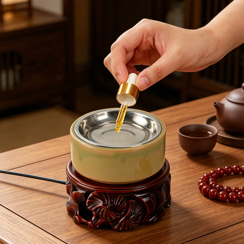 Home Fragrance Lamp - セラミック電子香炉内蔵LEDライトタイミング調整可能な温度エッセンシャルオイルランプ家庭用フレグランスバーナー