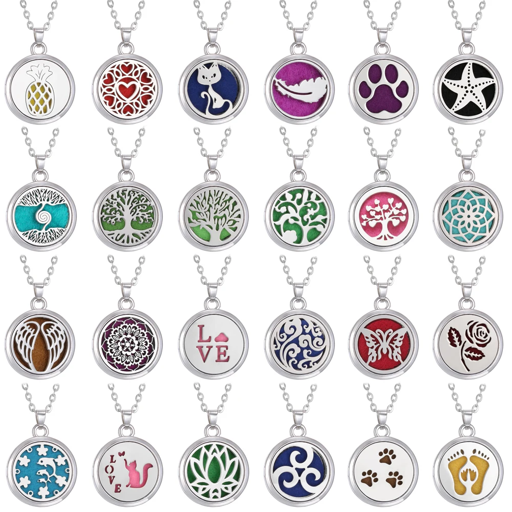 Diffuser Necklace Locket - 10ピース/ロットアロマステンレス鋼エッセンシャルオイルディフューザーネックレスオープン磁気香水ロケットペンダントネックレス女性のための