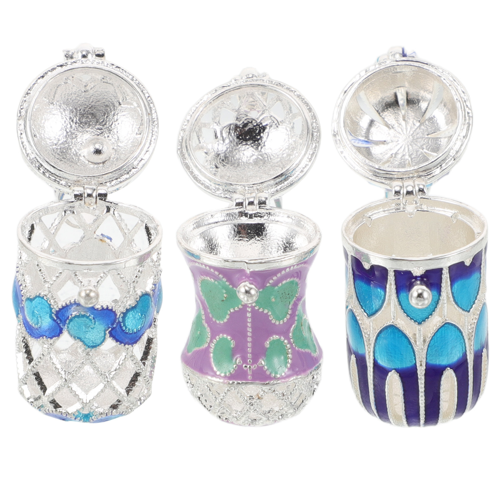Diffuser Necklace Locket - 3個セット エナメル製アロマペンダントネックレス 女性用 詰め替え可能な中空ロケットディフューザーチャーム 多用途 日常使いや特別なイベント用ジュエリー