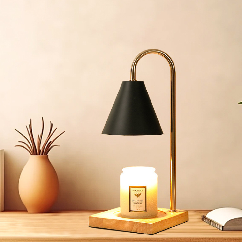 Home Fragrance Lamp - モダンなキャンドルウォーマーランプ 木製アロマメルター フレグランスライト 寝室 ベッドサイド デスクランプ