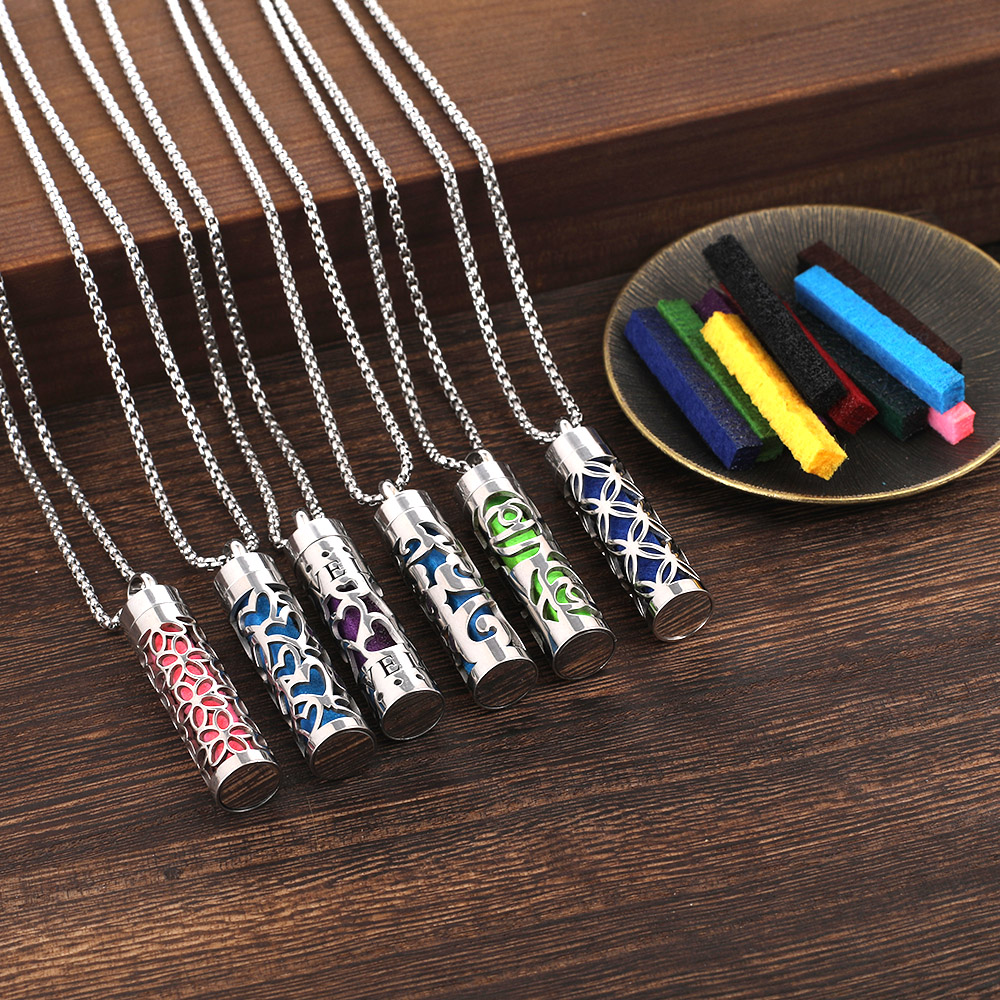 Diffuser Necklace Locket - 新しいアロマディフューザーネックレス愛パターンステンレス鋼エッセンシャルオイルディフューザーロケット中立ペンダントトレンディジュエリー