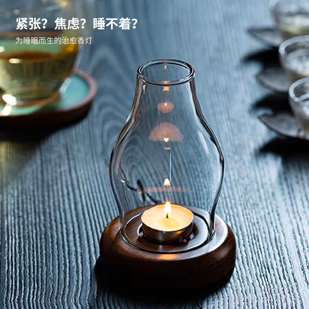 透明なガラス製キャンドルホルダー。 ホームヴィンテージ通気性 - Home Fragrance Lamp のレビューと価格