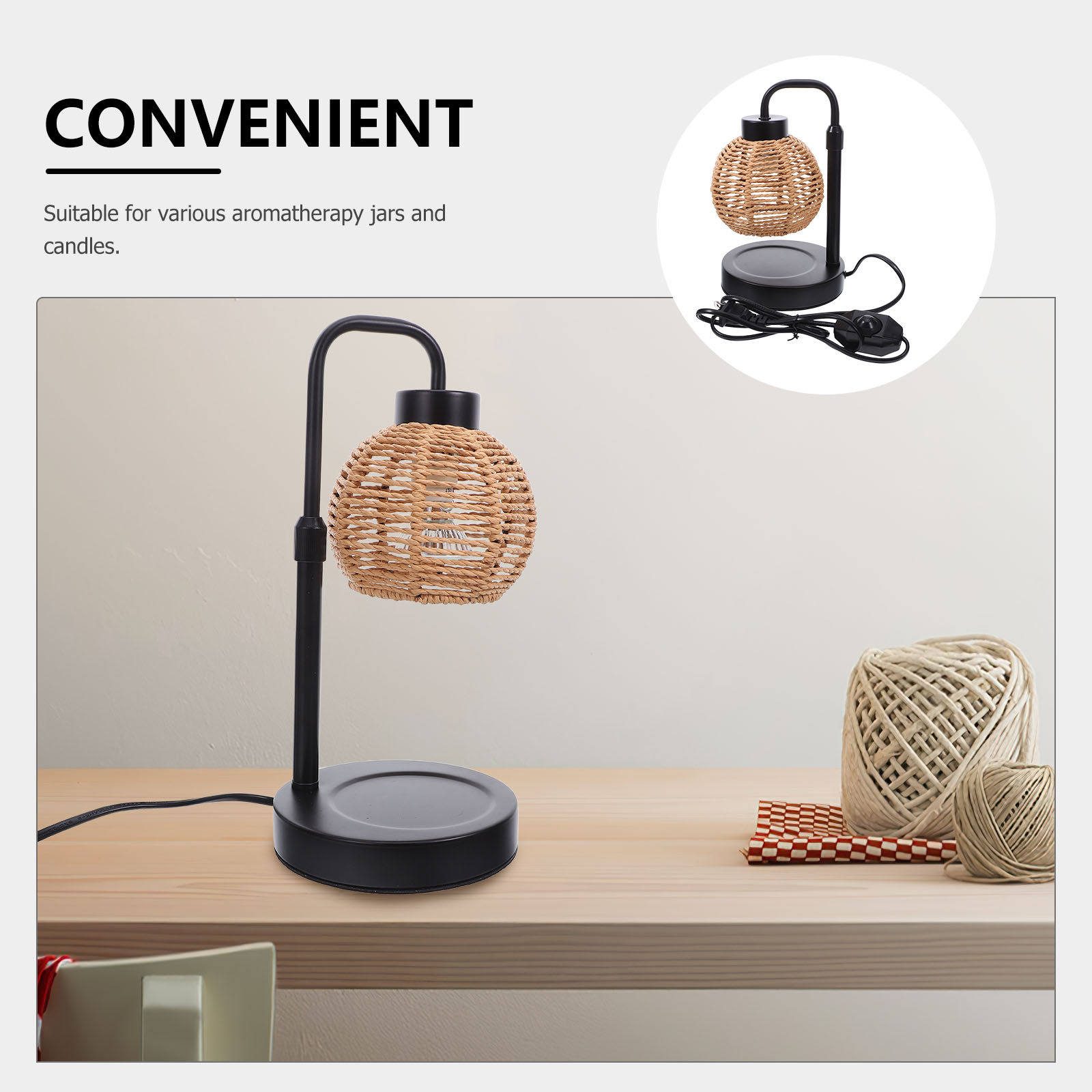 リネンシェード付き電気ワックスメルトウォーマーランプ、明るさ - Home Fragrance Lamp のレビューと価格