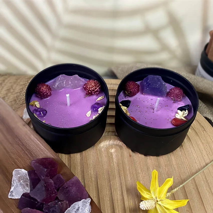 ドライフラワークリスタルストーンの香りのキャンドル、黒いブリ - Home Fragrance Lamp のレビューと価格