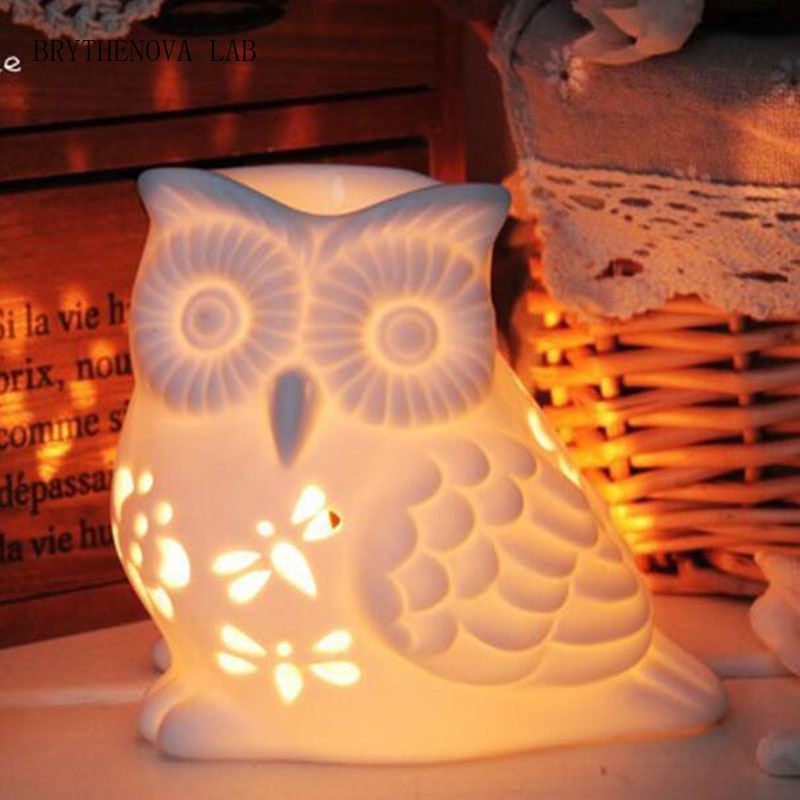 磁器製中空フクロウアロマセラピーバーナー、フクロウエッセンシ - Home Fragrance Lamp のレビューと価格