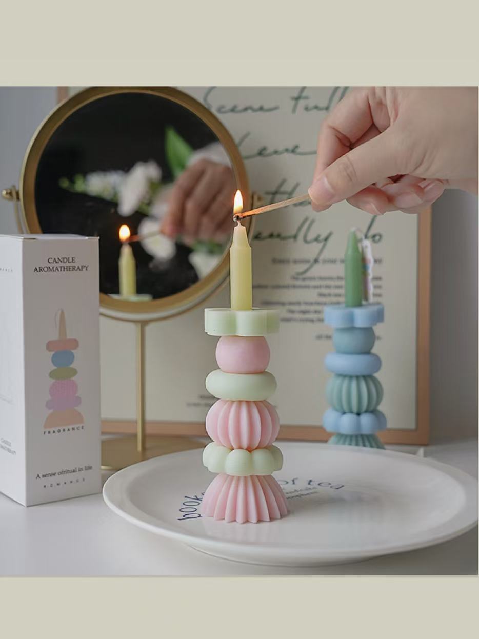 職人技による幾何学模様の重ね香りキャンドル、素敵な香りのルー - Home Fragrance Us のレビューと価格