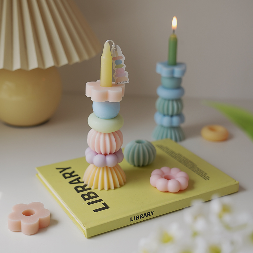 職人技による幾何学模様の重ね香りキャンドル、素敵な香りのルー - Home Fragrance Us のレビューと価格