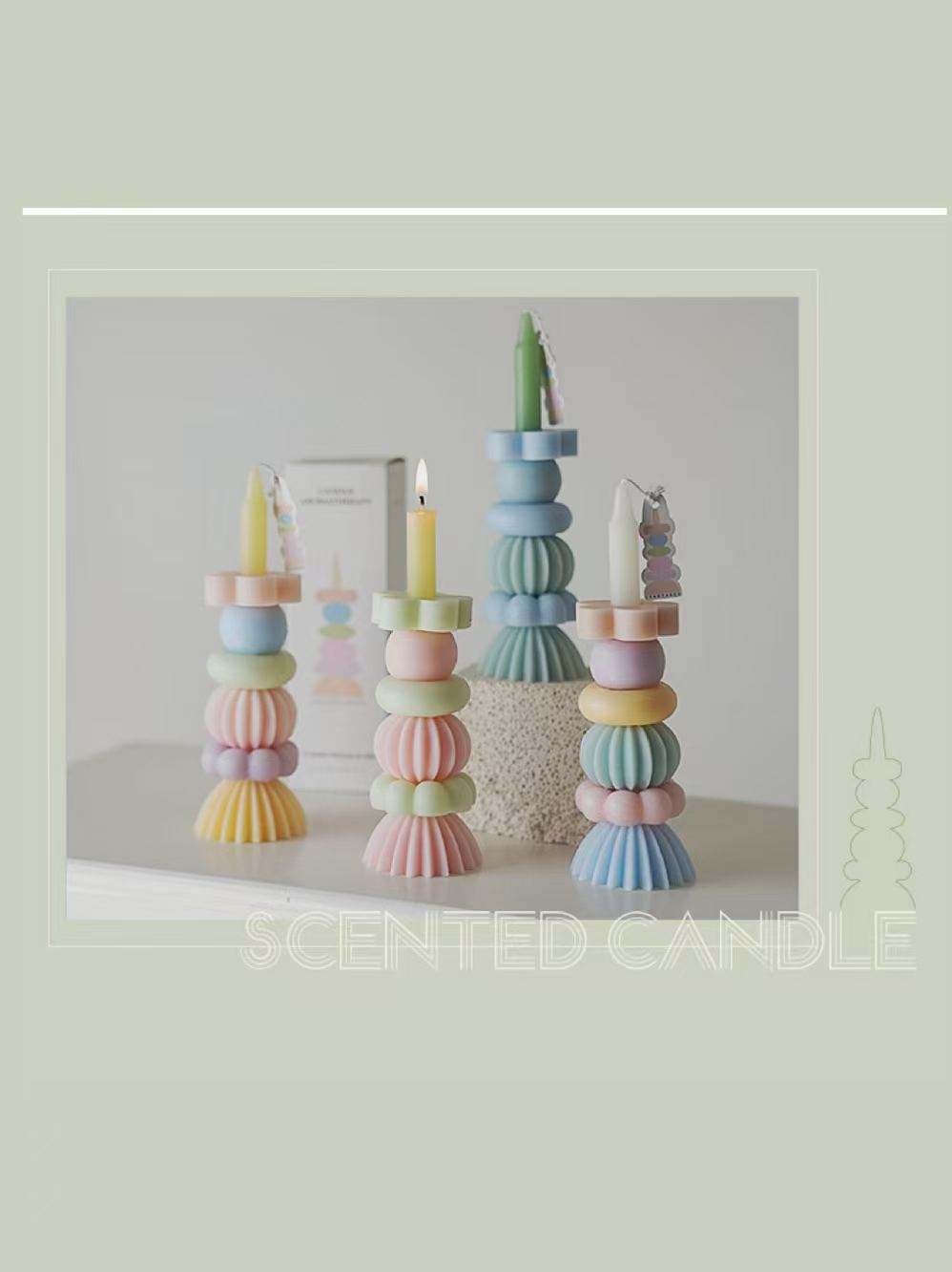 職人技による幾何学模様の重ね香りキャンドル、素敵な香りのルー - Home Fragrance Us のレビューと価格